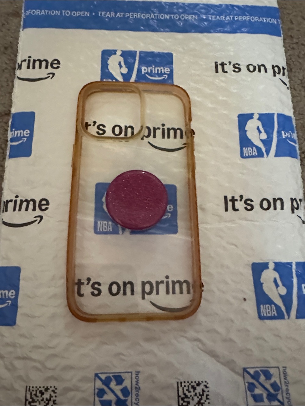 Clear iPhone Case with Purple PopSocket